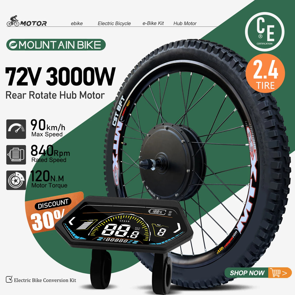 72V 3000W Electric Bicycle Conversion Kit