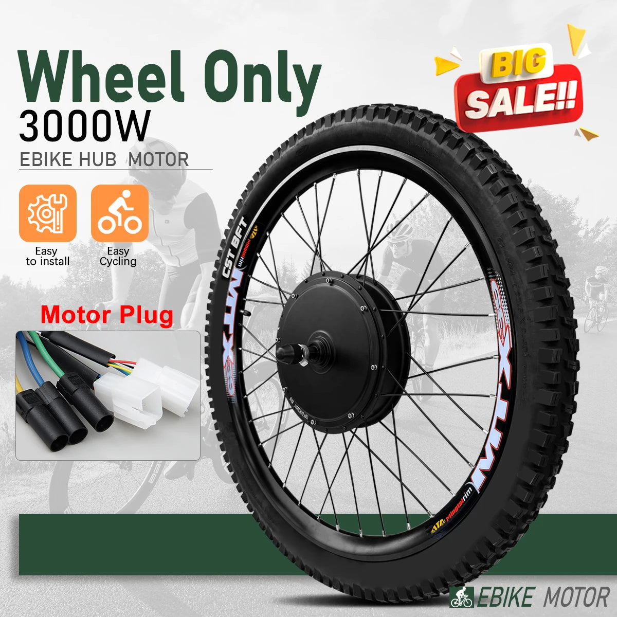 72V 3000W Electric Bicycle Conversion Kit