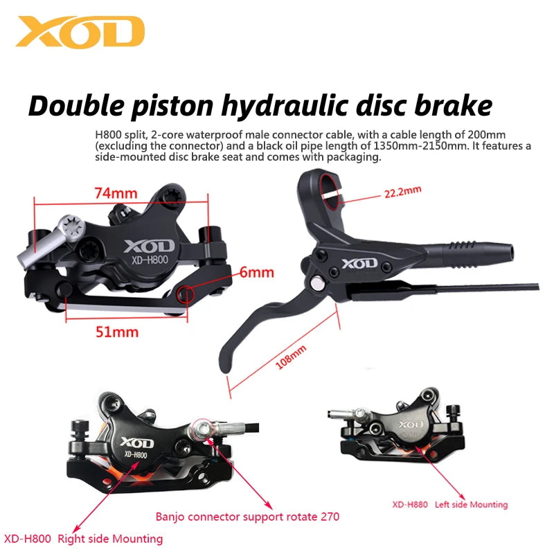 XOD H800/H880 Electric Scooter Hydraulic Disc Brakes